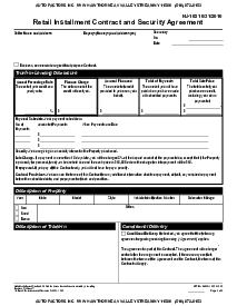 Fillable Retail Installment Contract and Security Agreement - Thumbnail