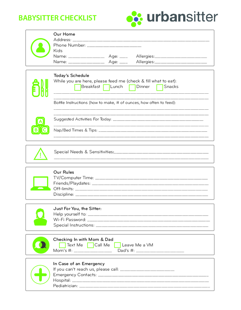 Babysitter Information Form