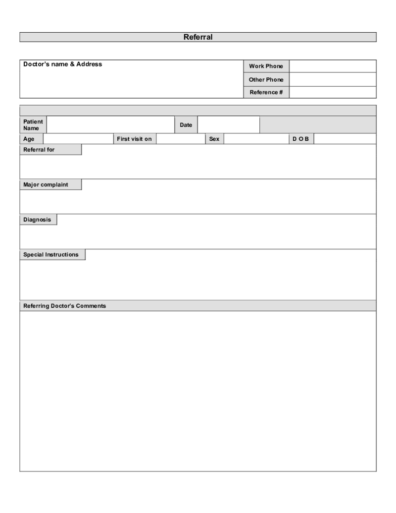 Patient Referral Form Template