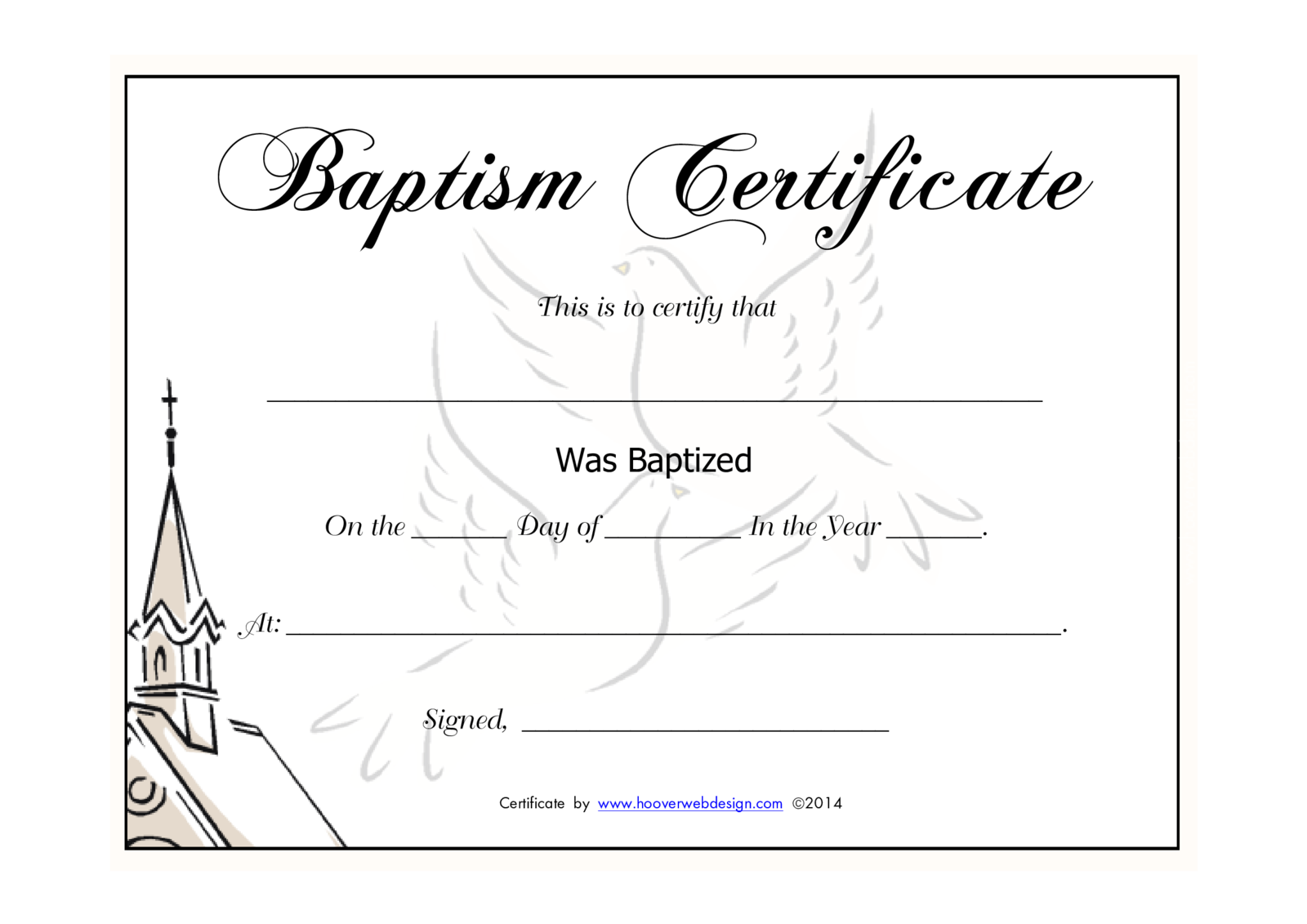 Baptism Certificate - Thumbnail