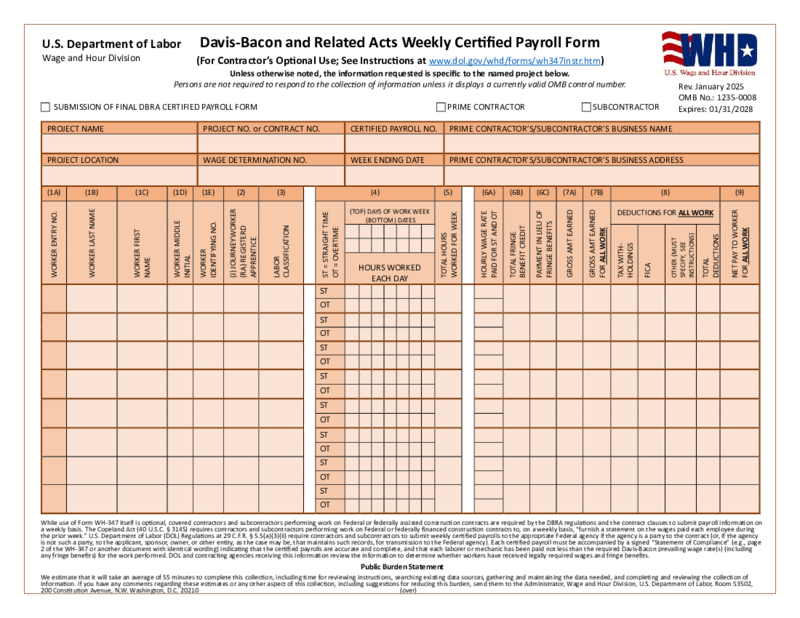 Certified Payroll Form (WH347)