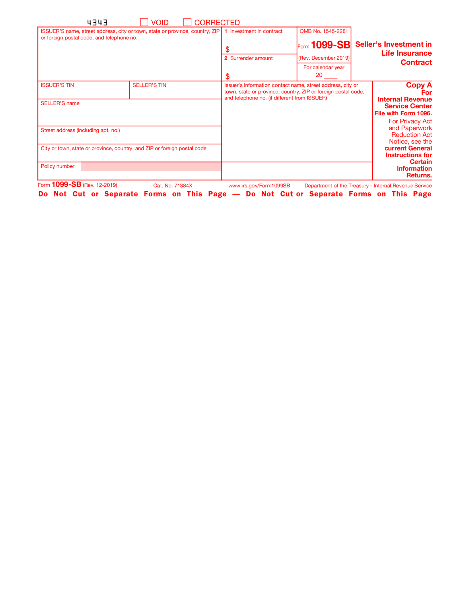 Form 1099-SB - Thumbnail