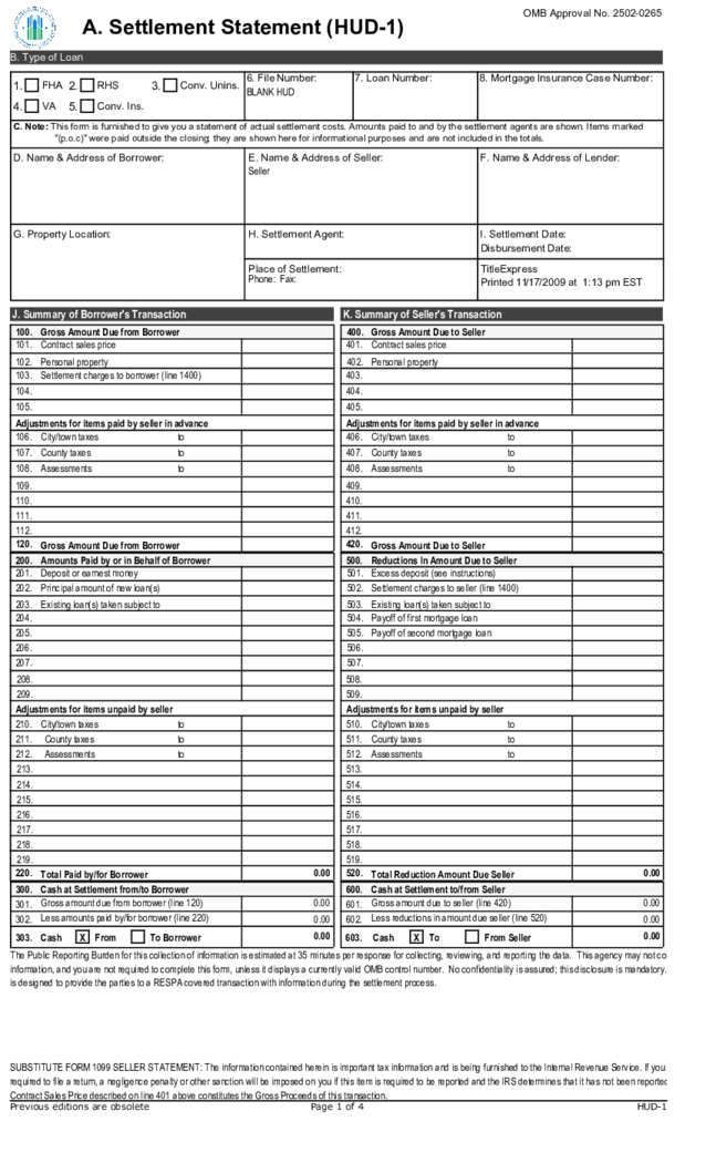 HUD-1 Form