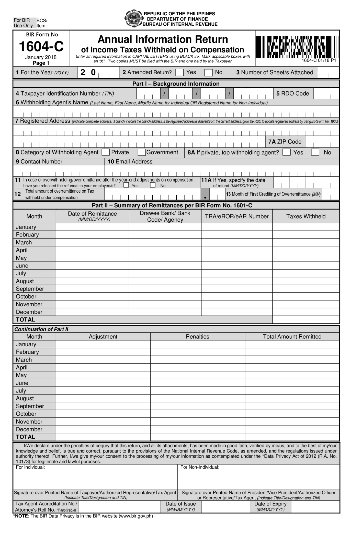 BIR Form 1604-C - Thumbnail