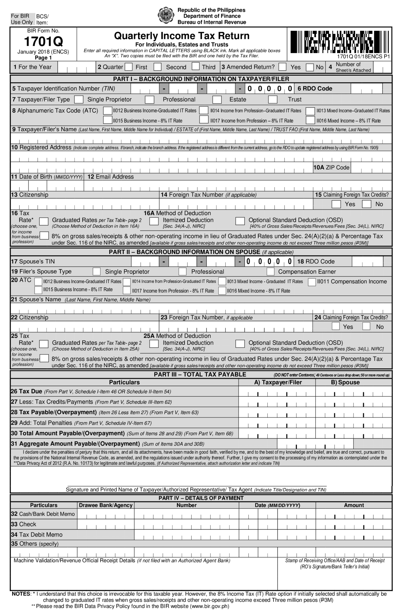 BIR Form 1701Q - Thumbnail