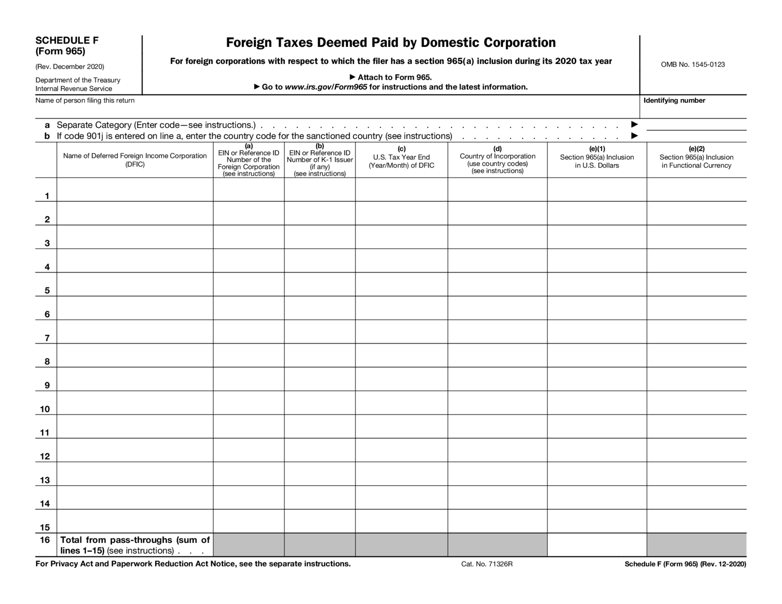 Form 965 (Schedule F) - Thumbnail