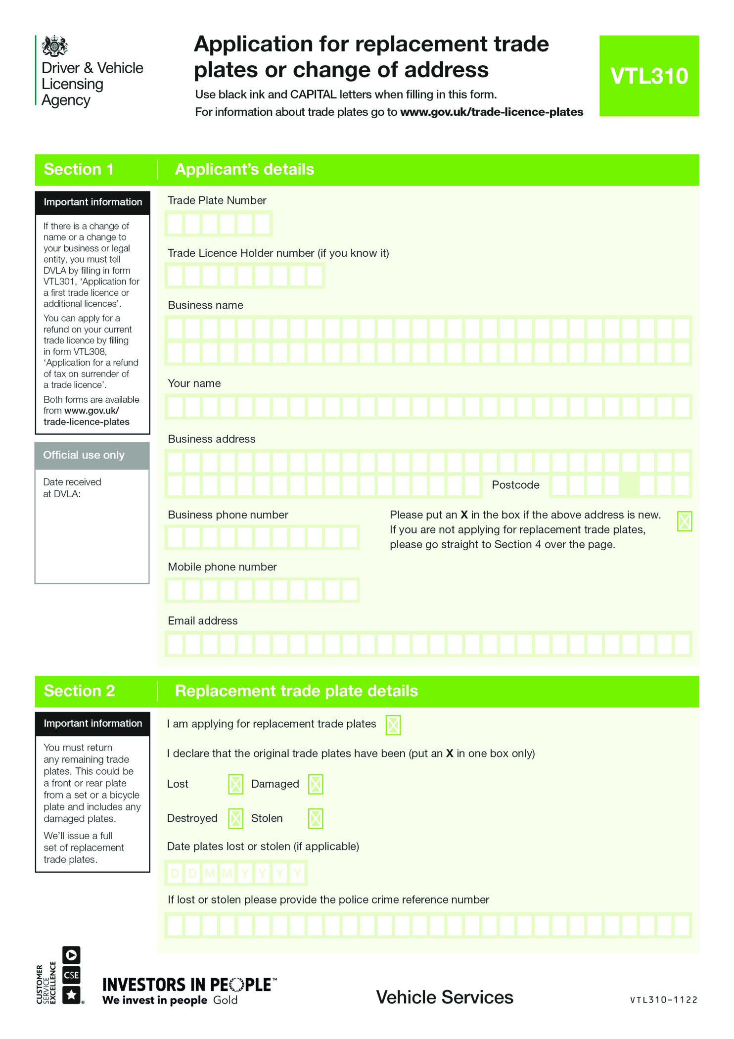 How to Apply for a Duplicate or Replacement Trade Licence or Plates - Form VTL310 - Thumbnail