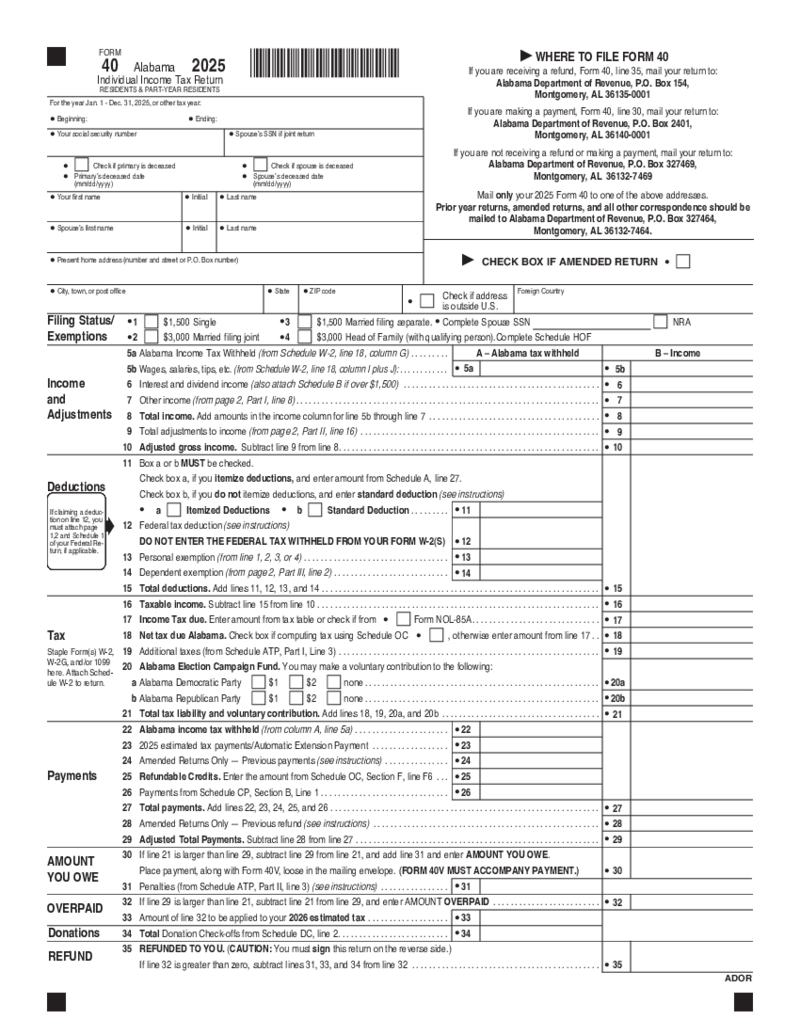 Alabama Form 40