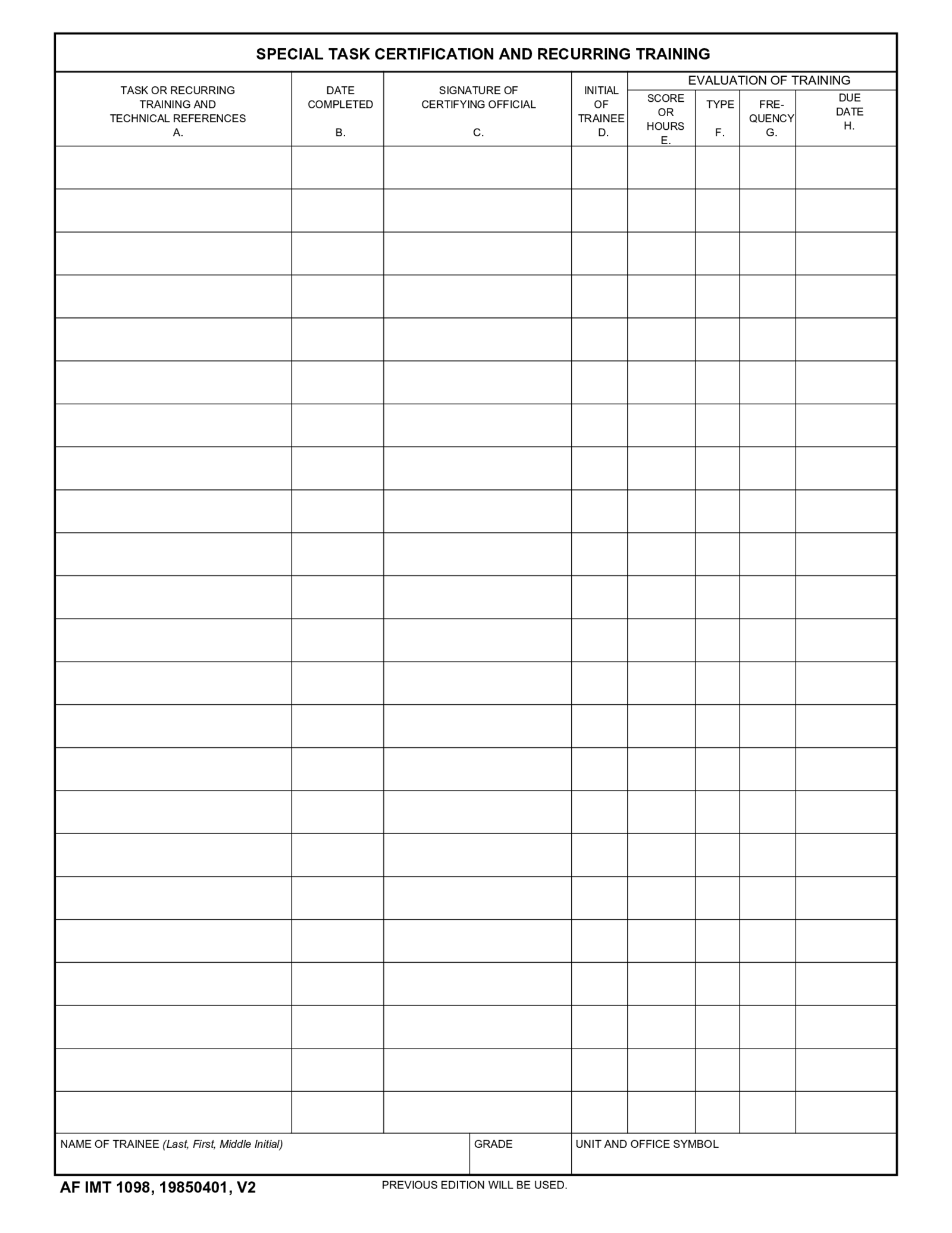 Fillable Af Form 1098 - Thumbnail