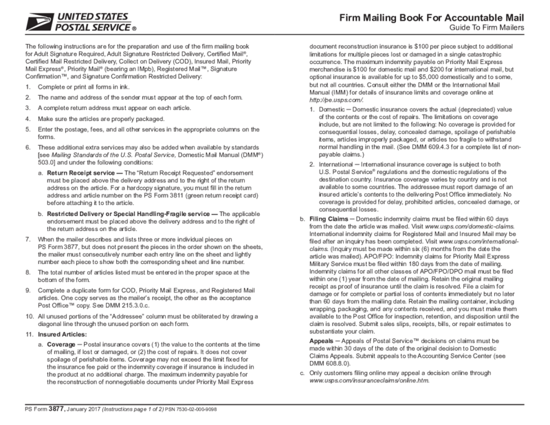 PS Form 3877 - Firm Mailing Book For Accountable Mail