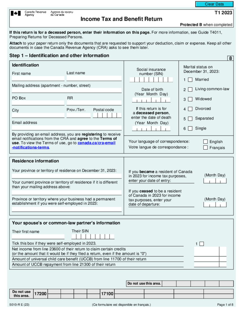 T1 BC Income Tax and Benefit Return