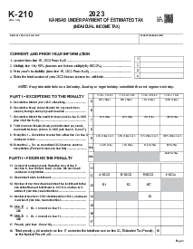 Kansas Form K-210 - Thumbnail