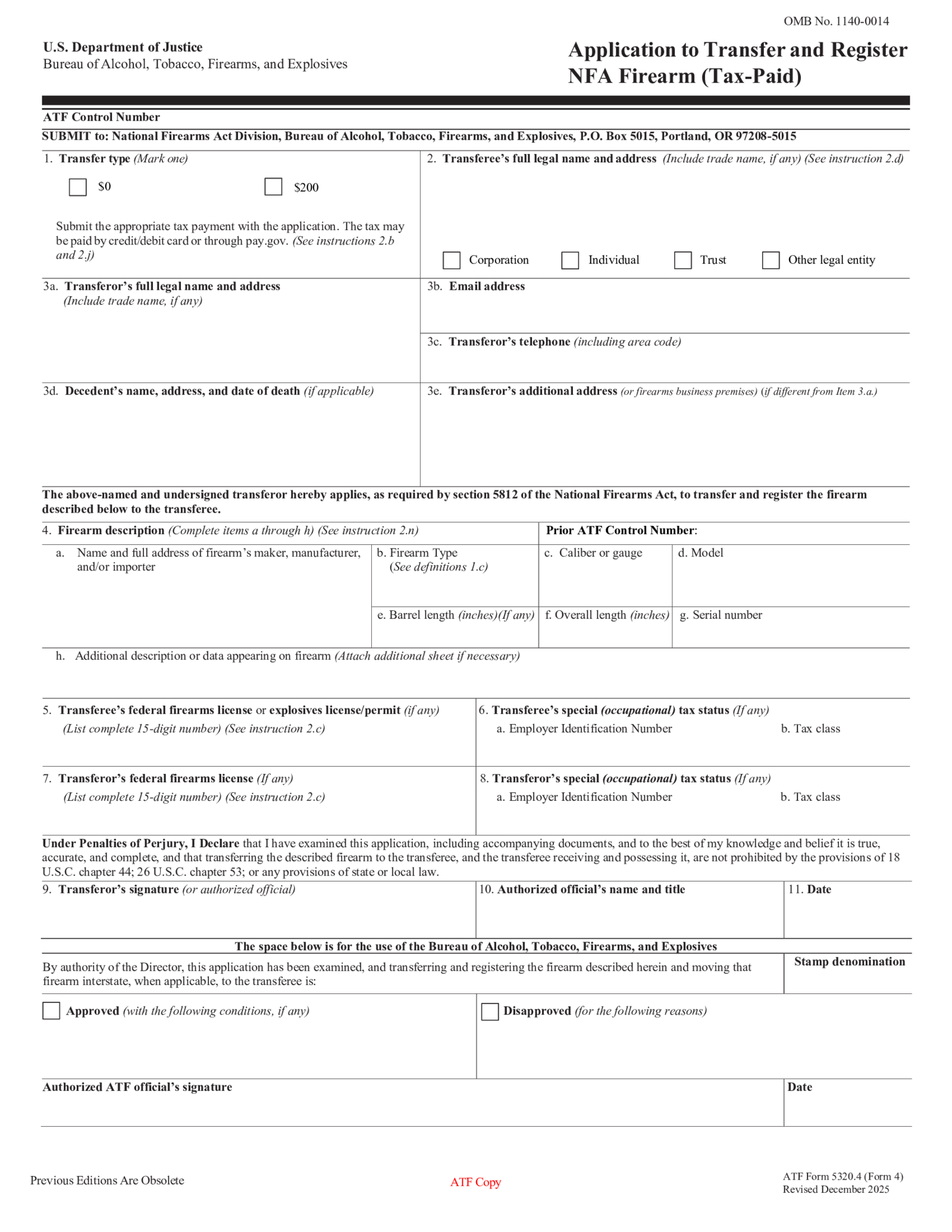 ATF Form 4 - Thumbnail