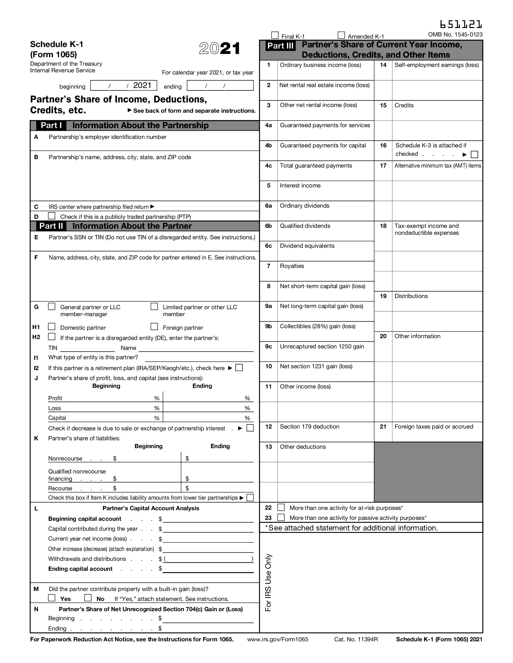 schedule k tax form