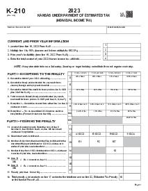 Kansas Form K-210 - Thumbnail