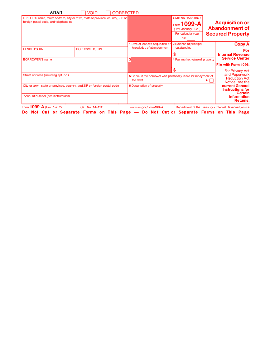 Form 1099-A (2022-2023)