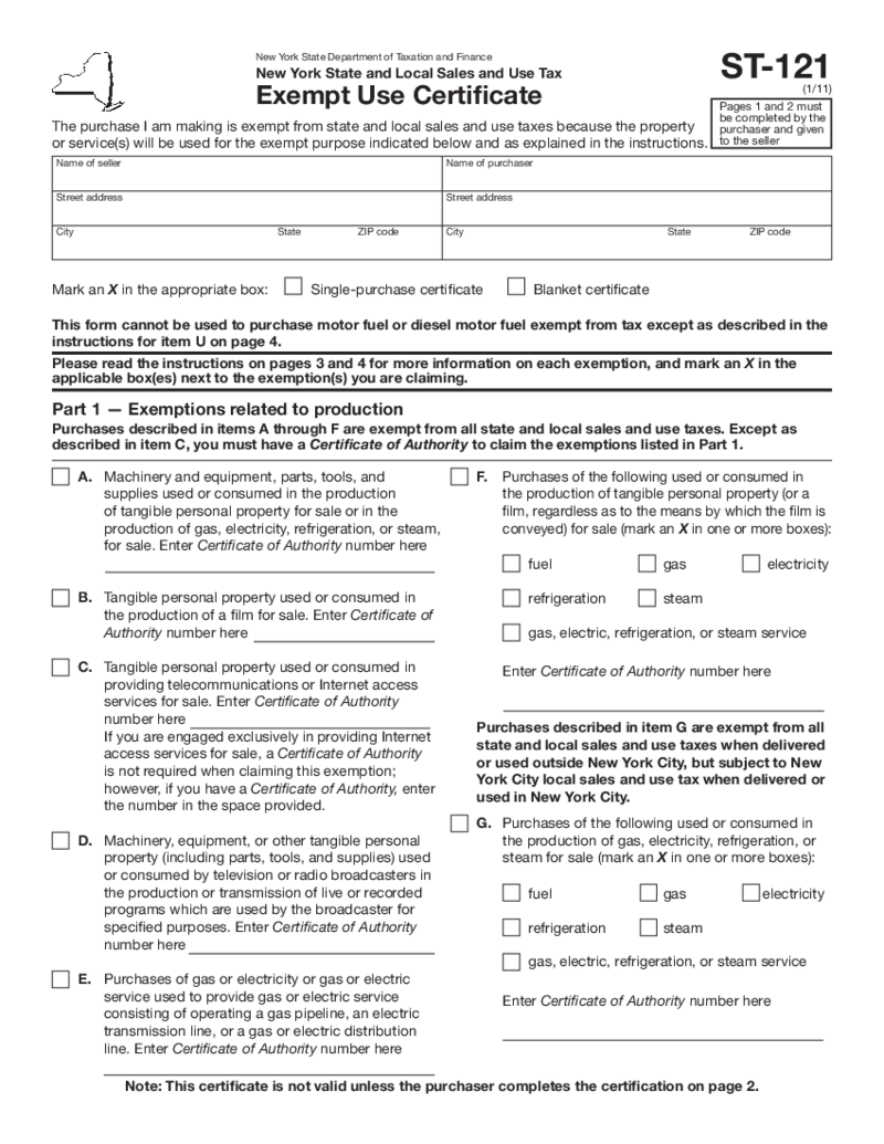 New York Form ST-121