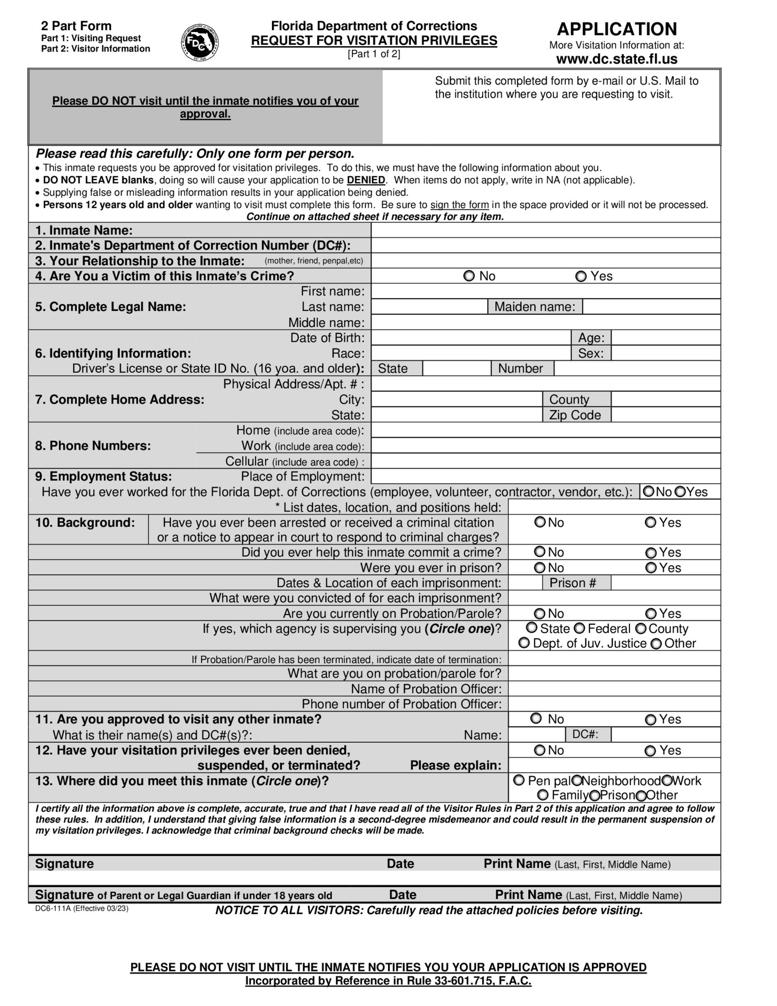 FL DC6-111A Form - Thumbnail