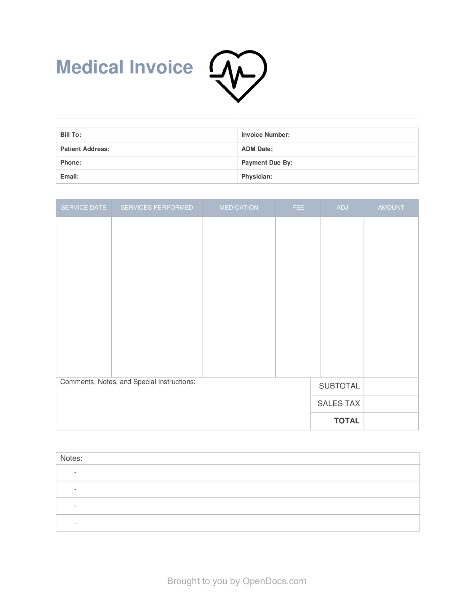 Medical Invoice - Thumbnail