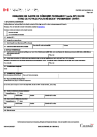 Fillable IMM 5444 F - Application for a Permanent Resident Card - Thumbnail