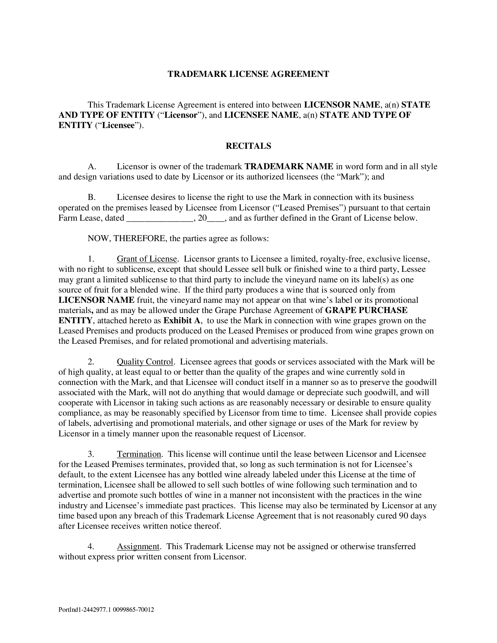 Trademark License Agreement - Thumbnail