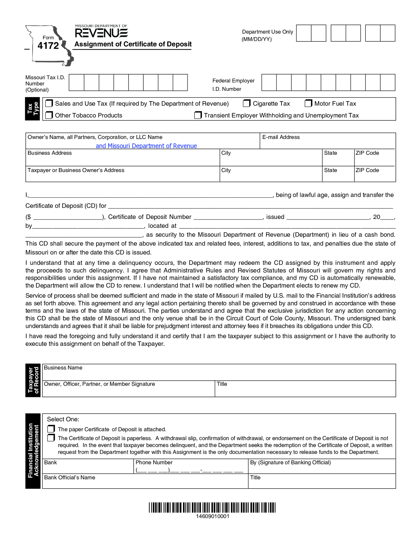 Assignment of Certificate of Deposit - Thumbnail