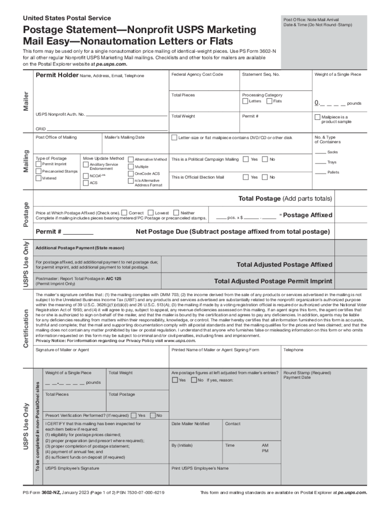 PS Form 3602-NZ