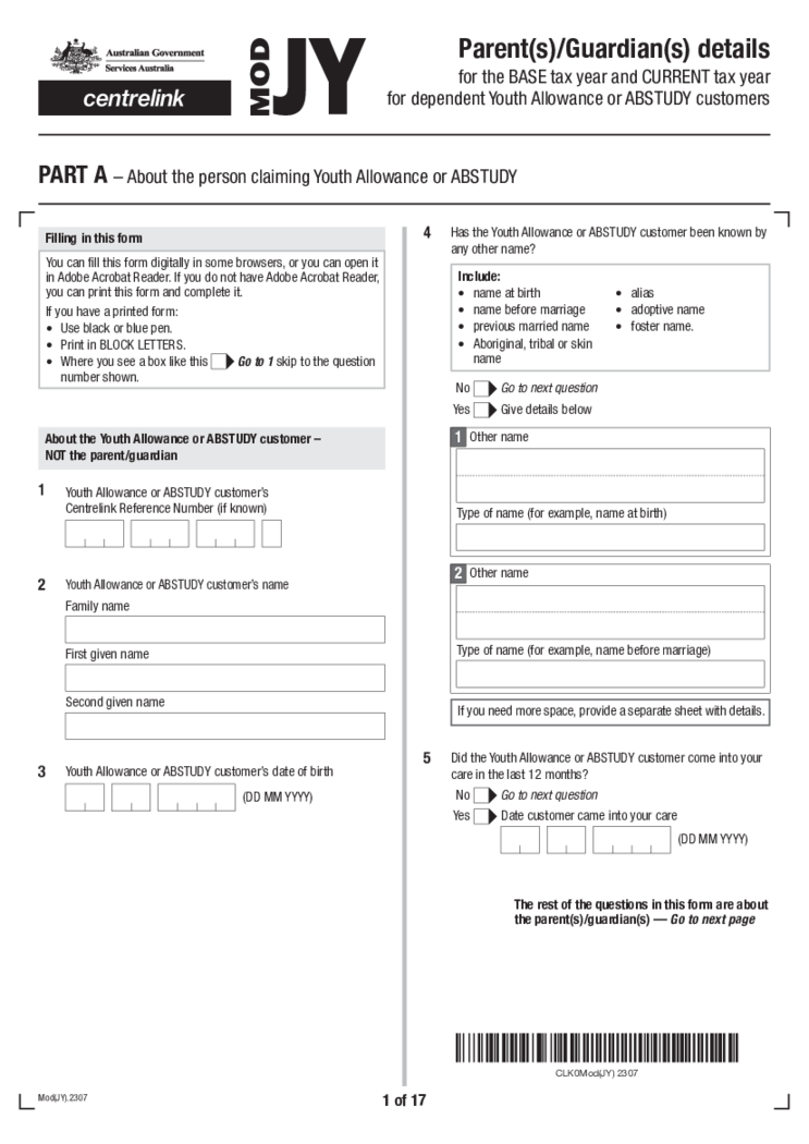 AU Mod(JY), Parent(s), Guardian(s) details