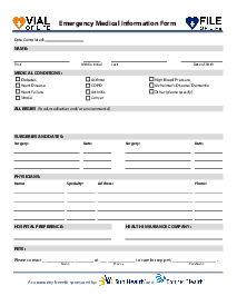 Emergency Medical Information Form - Thumbnail