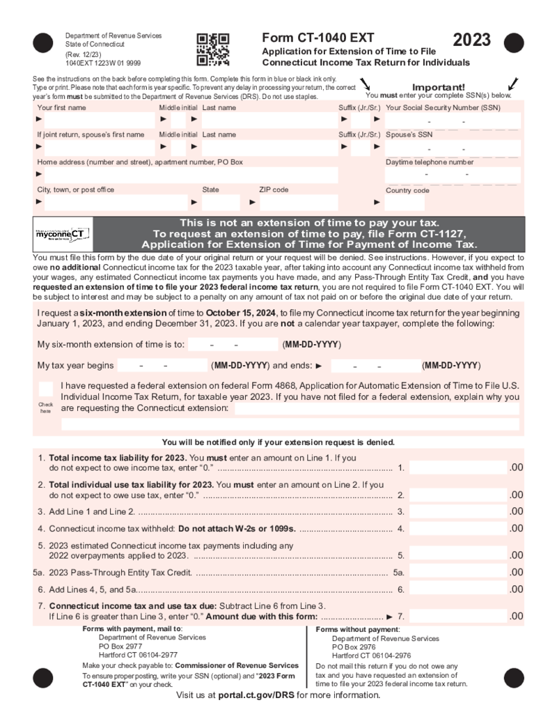 Connecticut Form CT-1040 EXT