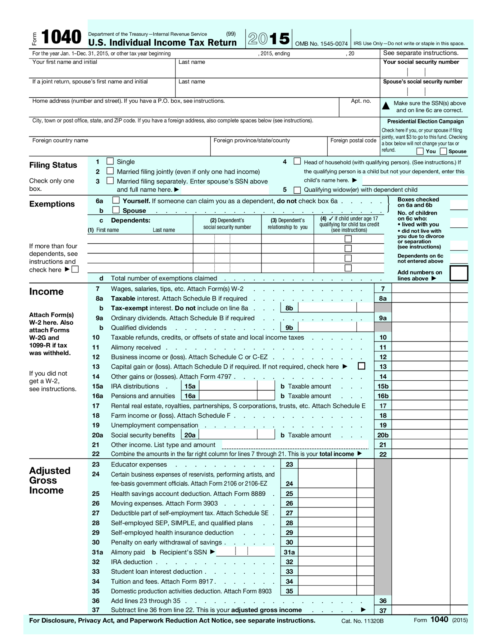 Form 1040 (2015) - Thumbnail