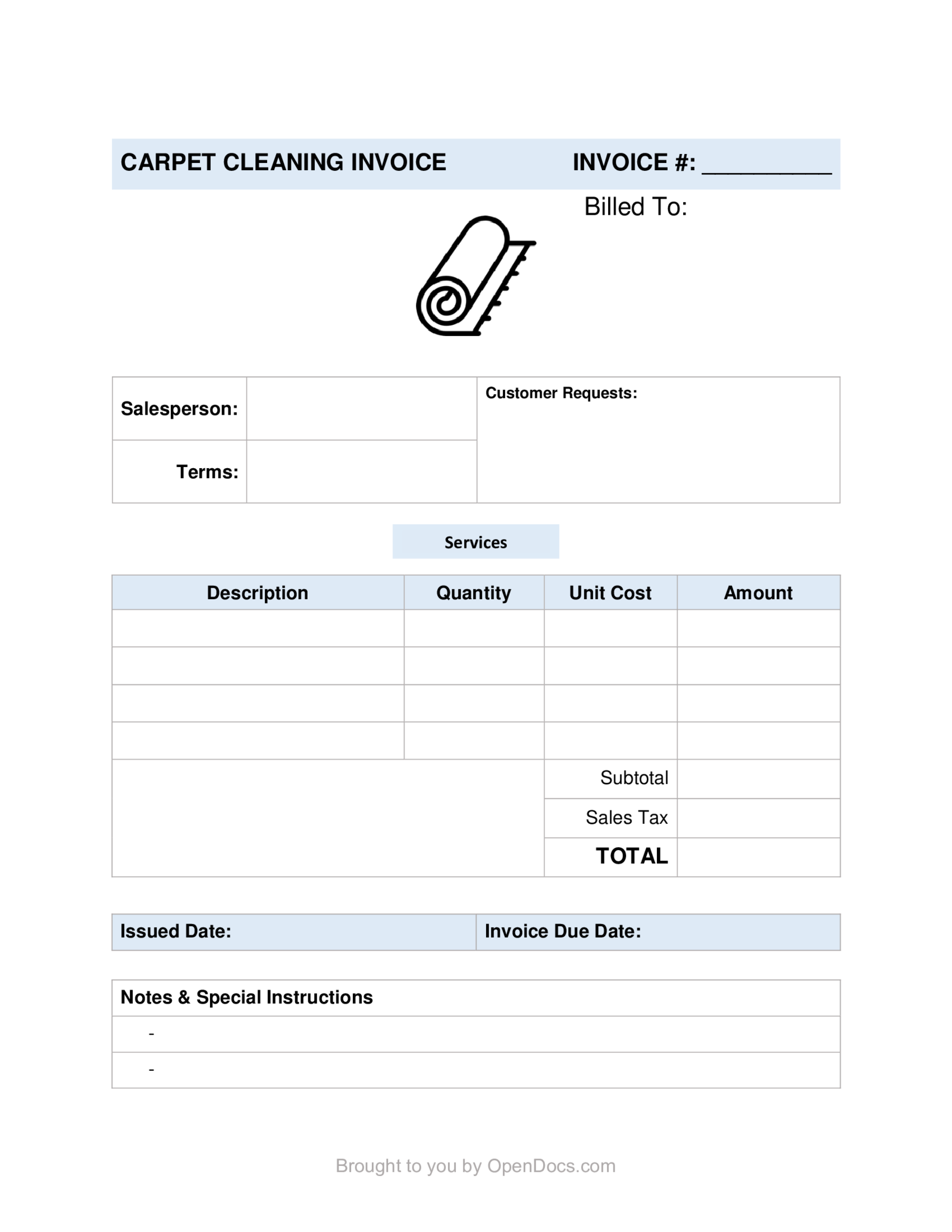 Carpet Cleaning Invoice - Thumbnail