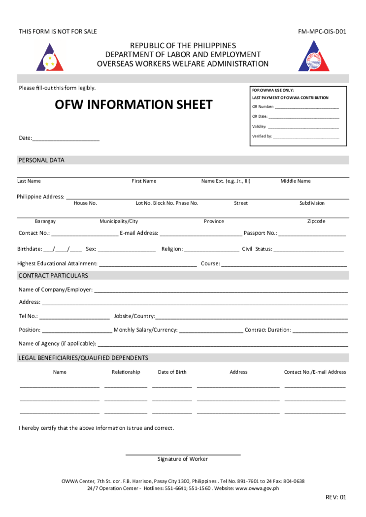 OFW Information Sheet