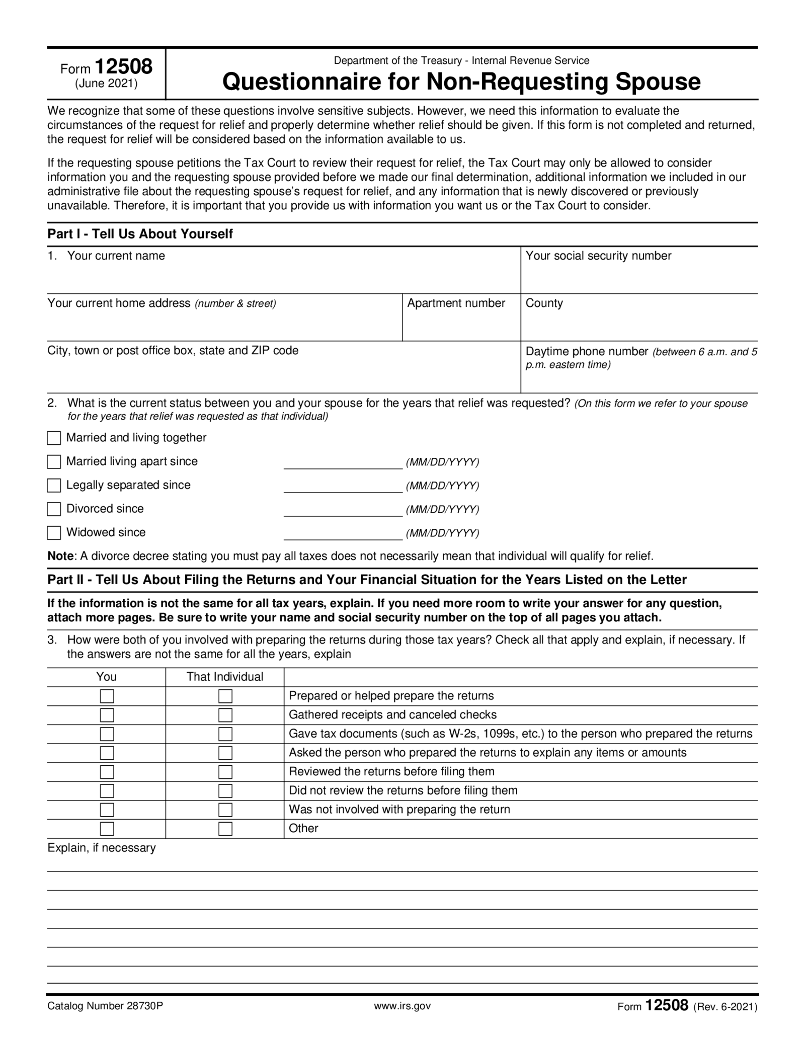 IRS Form 12508 - Thumbnail