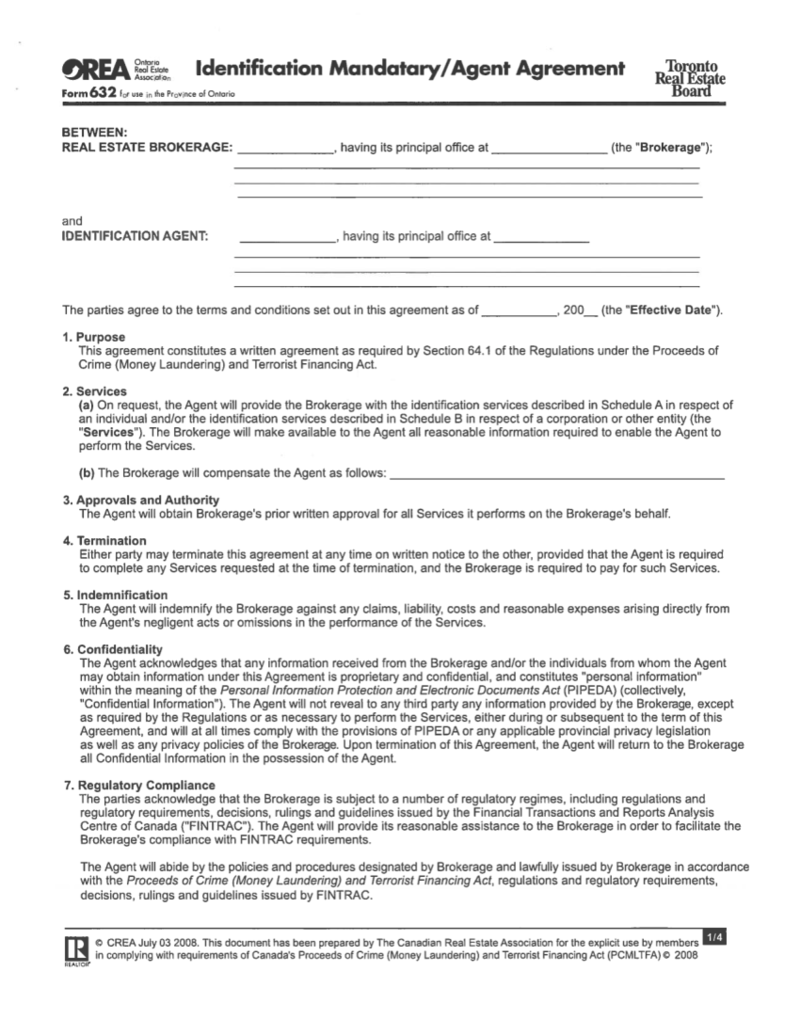 Form 632, Identification Mandatary Agent Agreement