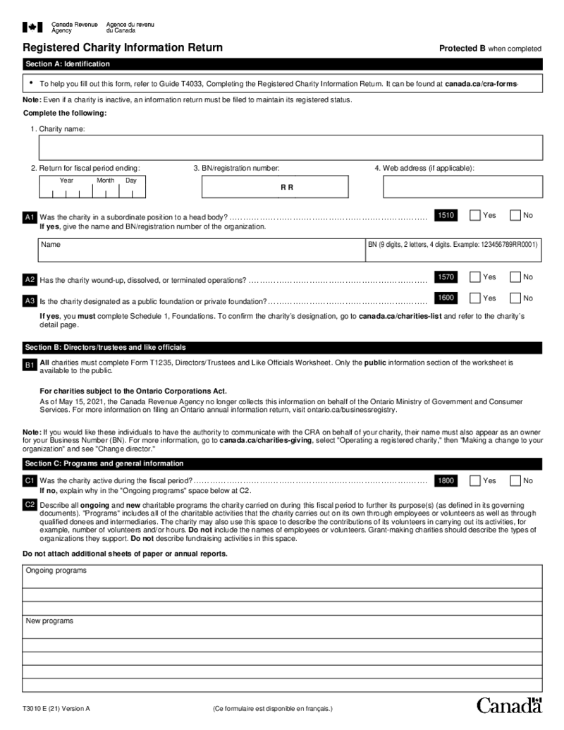 T3010 Registered Charity Information Return