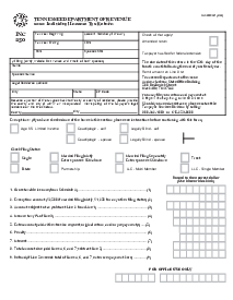 Tennessee Individual Income Tax Return - INC 250 - Thumbnail