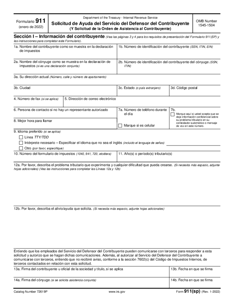 Form 911 (sp)