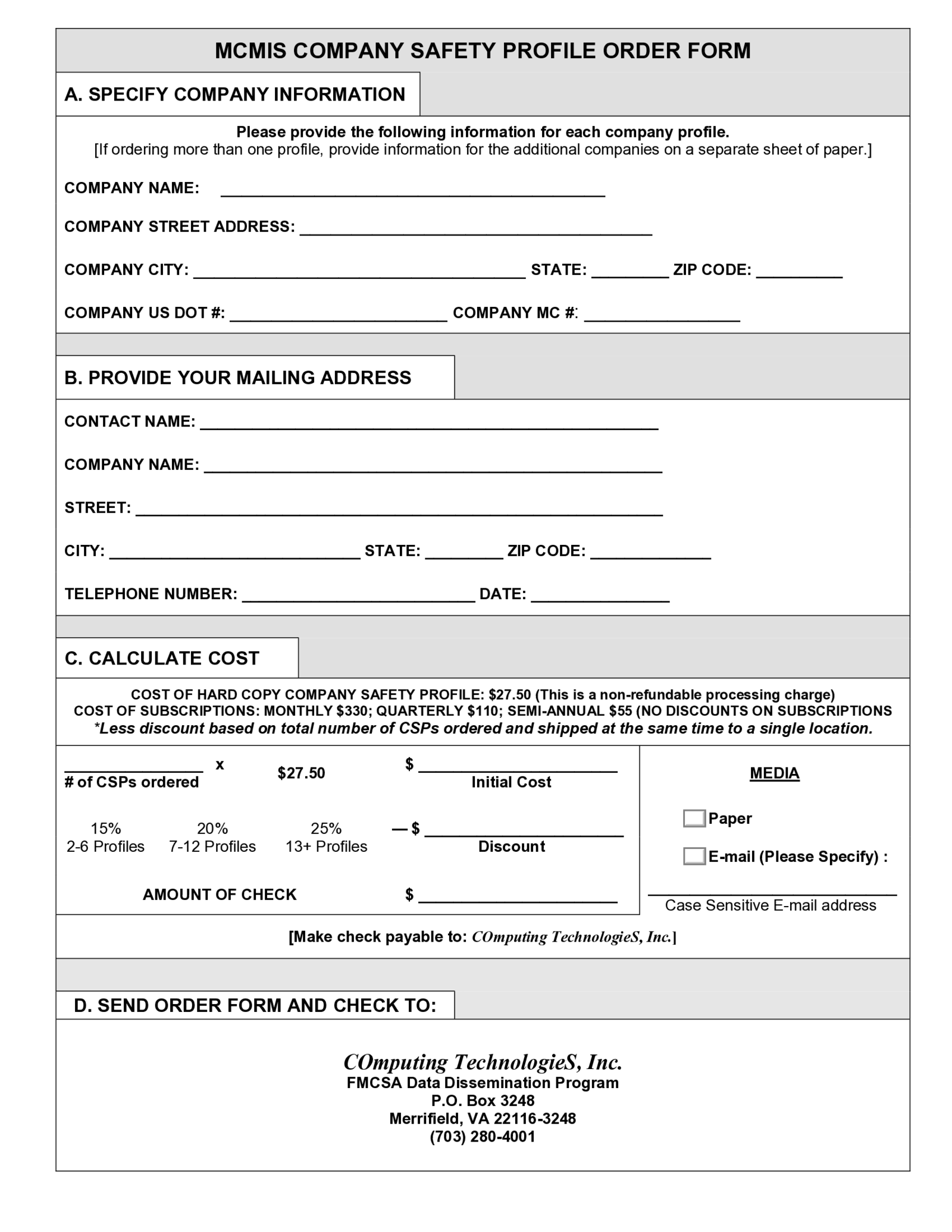 Carrier Profile Sheet Template - Thumbnail