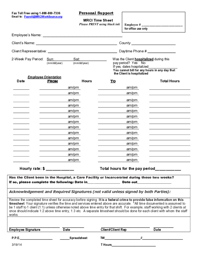 Mrci Timesheet