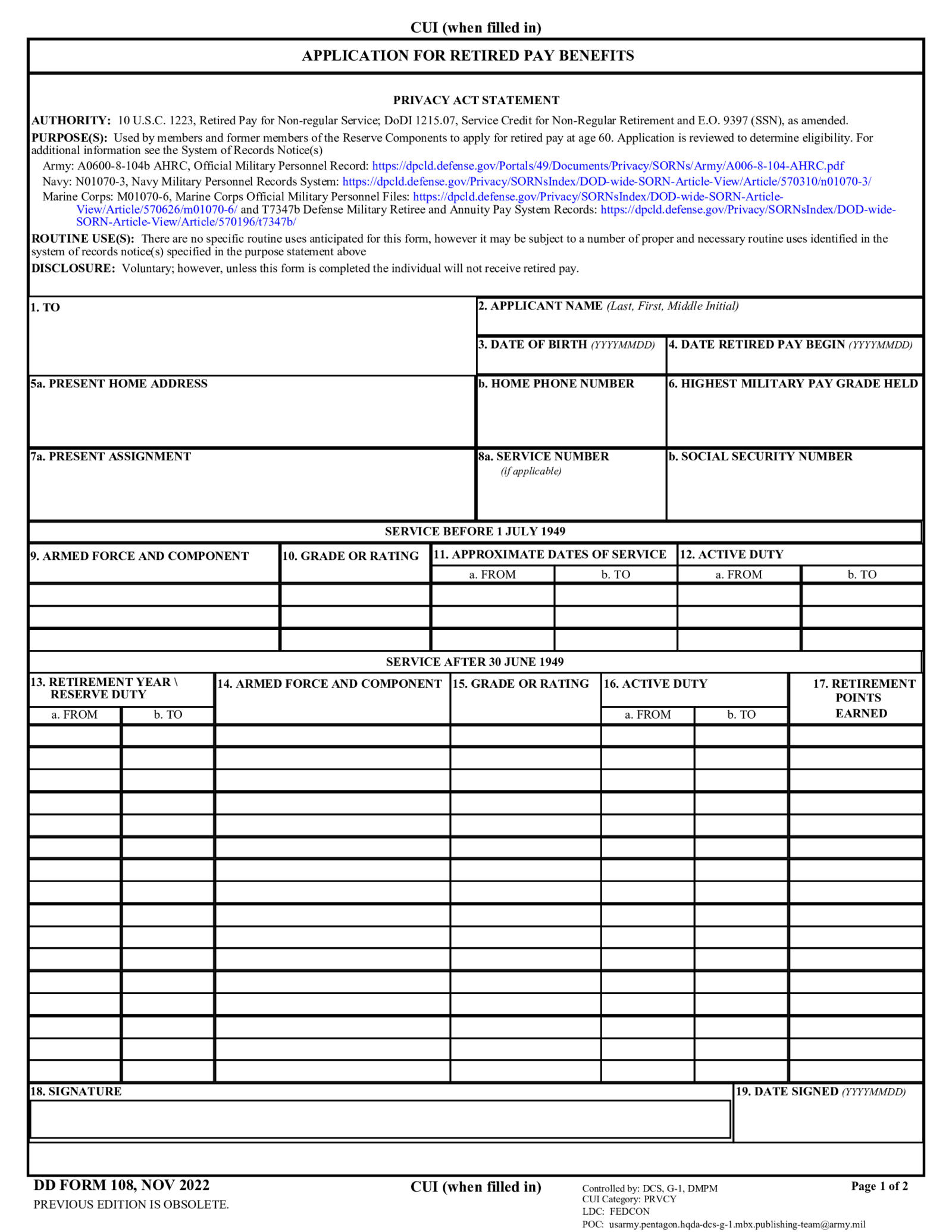 Form DD 108 - Thumbnail