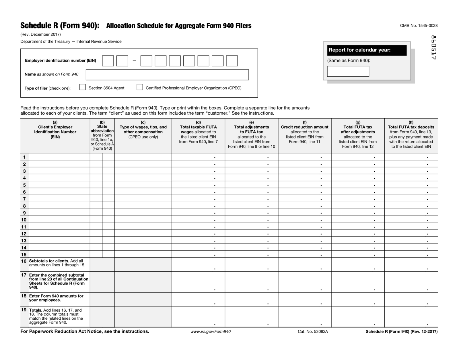 Form 940 Schedule R - Thumbnail