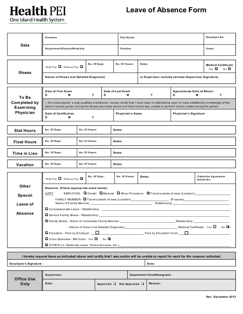 Leave of Absence Form