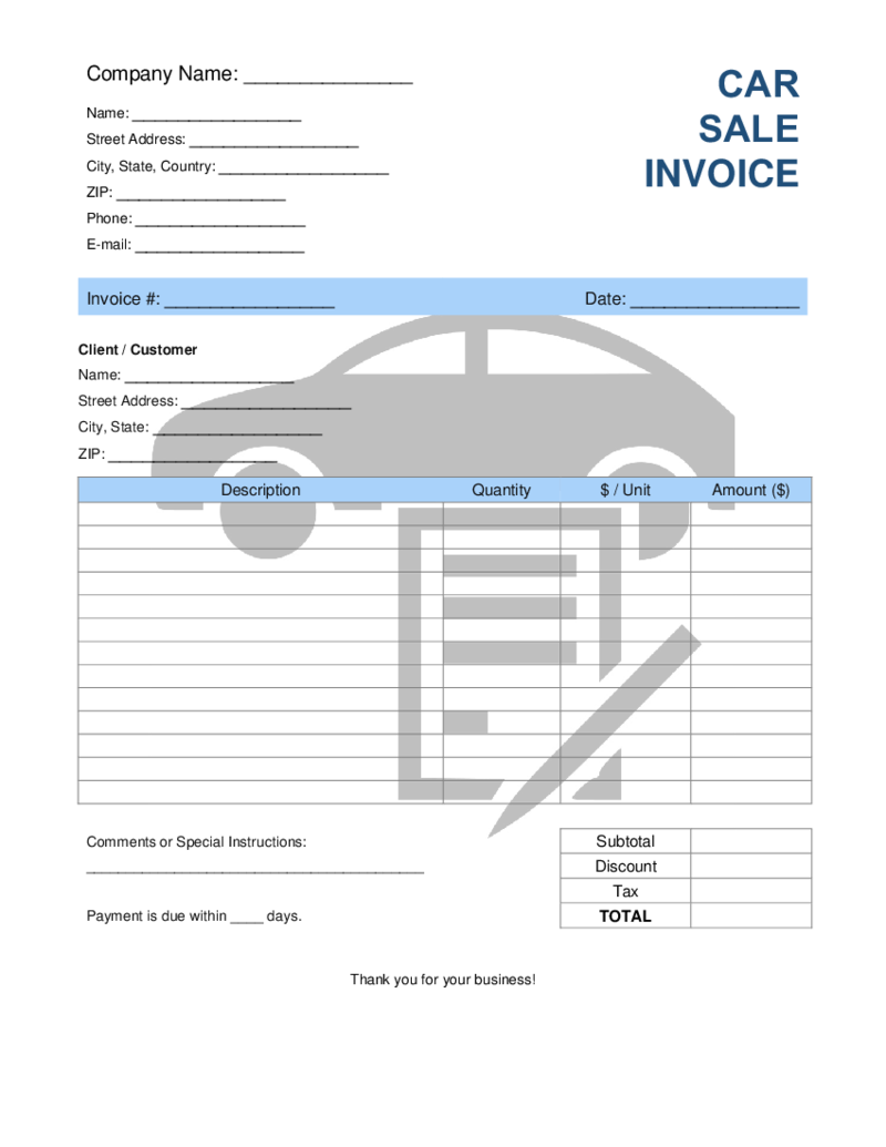 Car Sales Invoice