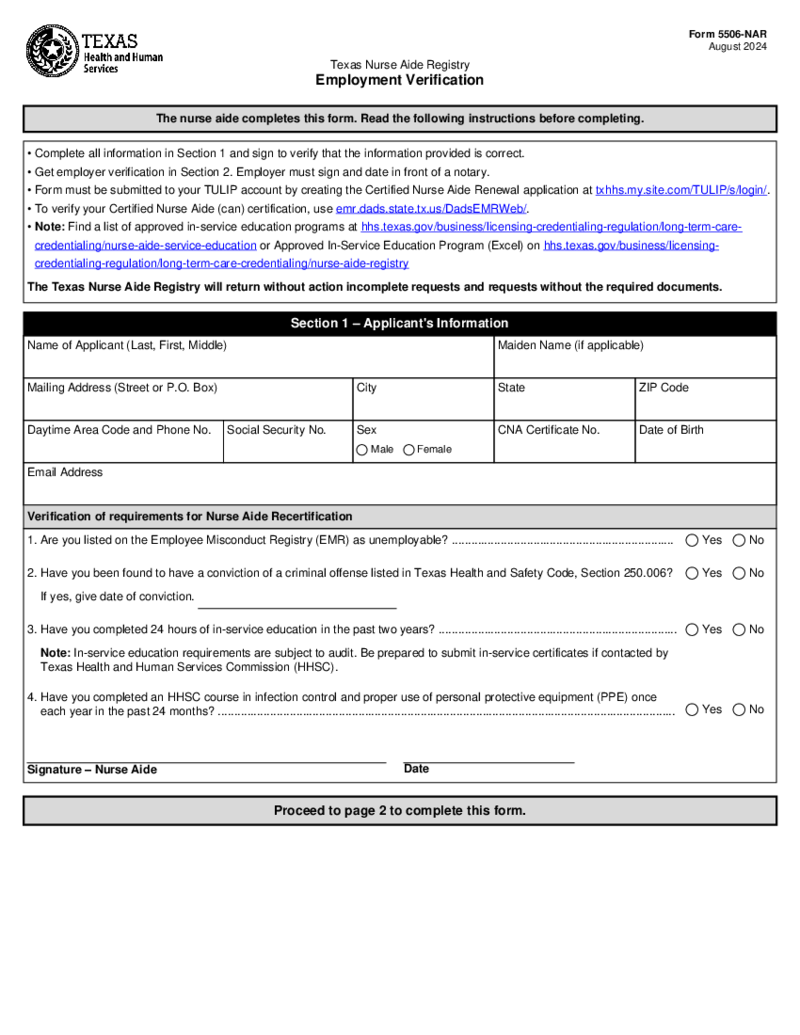 Form 5506-NAR