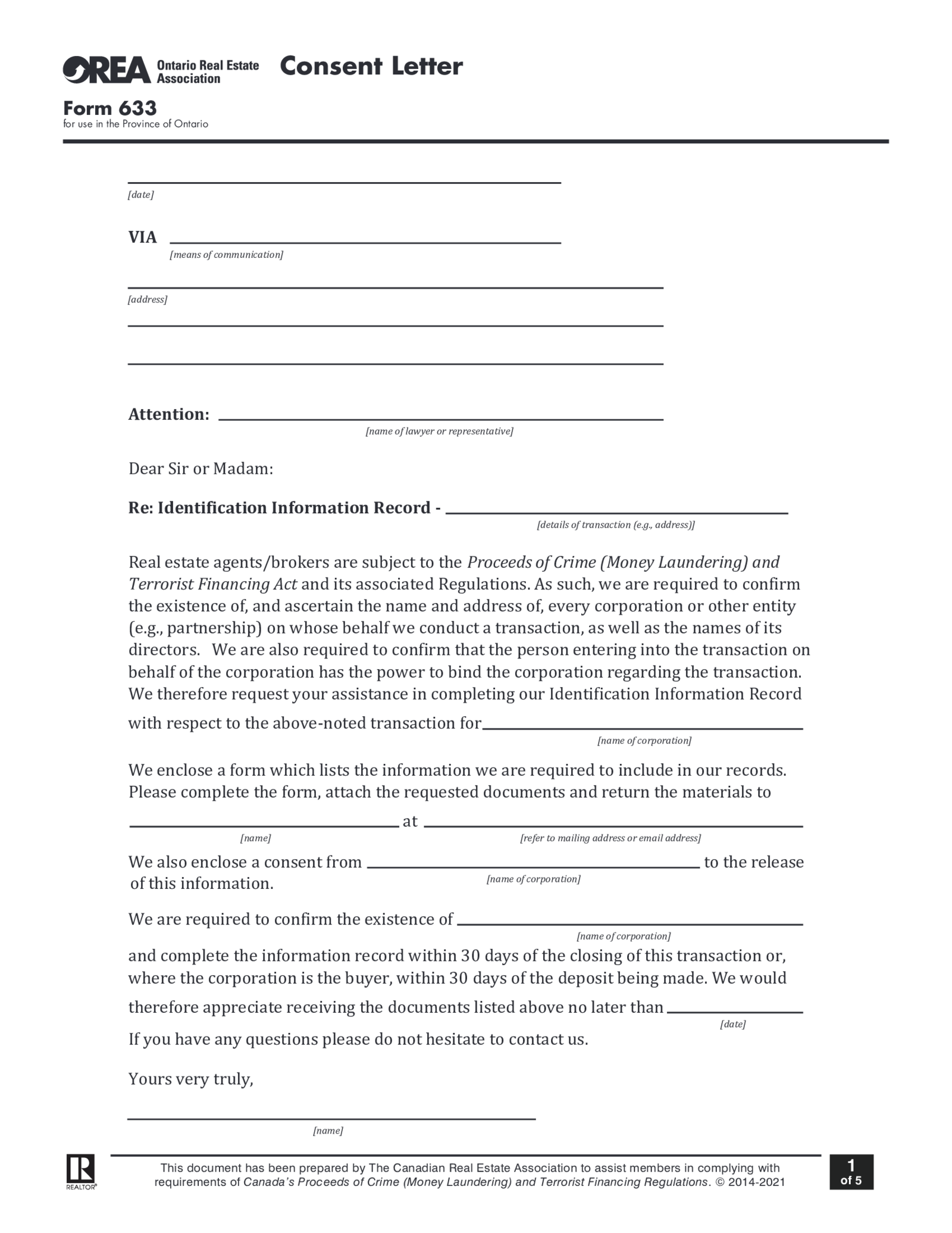 Form 633, Consent Letter - Thumbnail