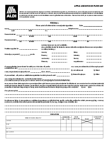 Fillable ALDI Application for Employment - Thumbnail