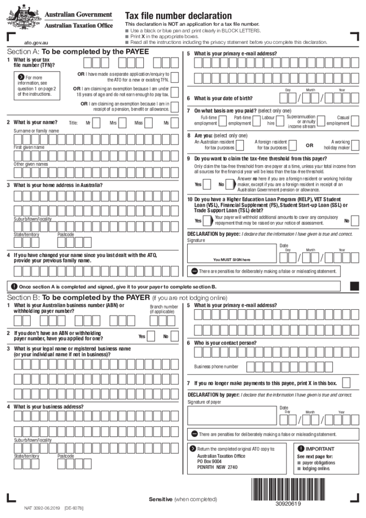 Tax File Number Declaration