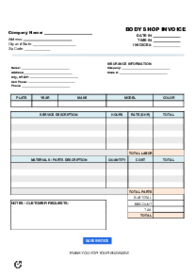 Body Shop Invoice - Thumbnail