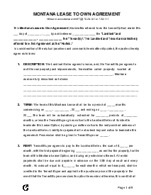 Montana Lease to Own Agreement - Thumbnail